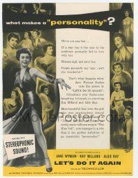 1m132 LET'S DO IT AGAIN trade ad '53 men will promply fall in love w/ sexy go go girl Jane Wyman!