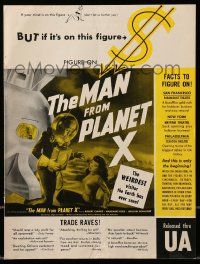 1m135 MAN FROM PLANET X trade ad '51 Edgar Ulmer, incredible art of the alien & Margaret Field!