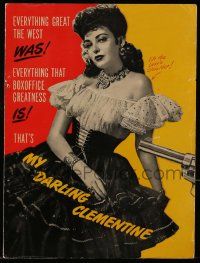 1m142 MY DARLING CLEMENTINE die-cut trade ad '46 John Ford, different images of sexy Linda Darnell!
