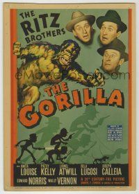 1m001 GORILLA mini WC '39 cool art of The Ritz Brothers detectives chased by monster!