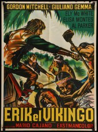 1p028 ERIK THE VIKING Argentinean 21x29 '65 cool artwork of Viking vs. Native Americans!