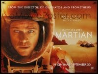 1p235 MARTIAN teaser DS British quad '15 close-up of astronaut Matt Damon, bring him home!