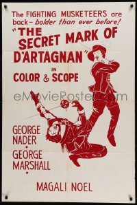 1p112 SECRET MARK OF D'ARTAGNAN Canadian 1sh '62 Olivetti art of George Nader fighting Marshall!