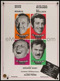 1p837 BRAIN French 24x32 '69 David Niven, Jean-Paul Belmondo, Eli Wallach & Bourvil!