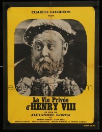 1p907 PRIVATE LIFE OF HENRY VIII French 23x31 R60s cool different image of Charles Laughton!