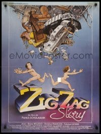 1p957 ZIG ZAG STORY French 23x31 '83 cartoon art of naked man & woman by Serre and Yves Prince!