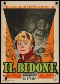 1p976 IL BIDONE French 16x22 '56 Federico Fellini, Thos art of Crawford & Giulietta Masina, rare!