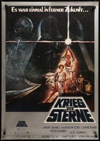 1p057 STAR WARS German '77 George Lucas sci-fi epic, classic artwork by Tom Jung!