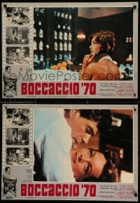 1p624 BOCCACCIO '70 set of 2 Italian 19x27 pbustas '62 Fellini, Visconti, Mario Monicelli!