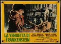 1p601 REVENGE OF FRANKENSTEIN Italian 19x27 pbusta '58 Peter Cushing in the greatest horrorama!
