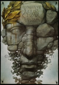 1p272 JULIUSZ CEZAR stage play Polish 27x39 '94 Wieslaw Walkuski art of stone face!