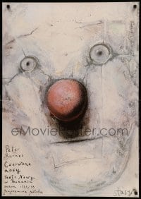 1p289 RED NOSES commercial Polish 27x38 '92 artwork of clown's face by Stasys!