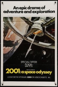 1r150 2001: A SPACE ODYSSEY 27x41 video poster R1985 Stanley Kubrick, Bob McCall art of space wheel!