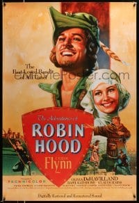 1r474 ADVENTURES OF ROBIN HOOD 1sh R89 Flynn as Robin Hood, De Havilland, Rodriguez art!