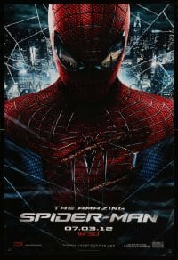 1r480 AMAZING SPIDER-MAN teaser DS 1sh '12 portrait of Andrew Garfield in title role over city!