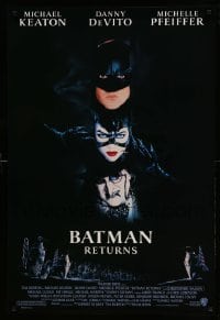 1r498 BATMAN RETURNS 1sh '92 Michael Keaton, Danny DeVito, Michelle Pfeiffer, Tim Burton!
