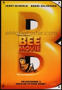 1r517 BEE MOVIE yellow style teaser DS 1sh '07 Jerry Seinfeld, Renee Zellweger, cool different image