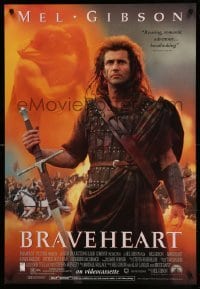 1r159 BRAVEHEART 27x40 video poster '95 cool image of Mel Gibson as William Wallace!