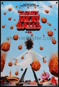 1r564 CLOUDY WITH A CHANCE OF MEATBALLS teaser DS 1sh '09 Bill Hader, Anna Faris, cute animation!