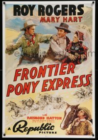 1r262 FRONTIER PONY EXPRESS 27x40 commercial poster '90s Roy Rogers saving Mary Hart from bad guy!