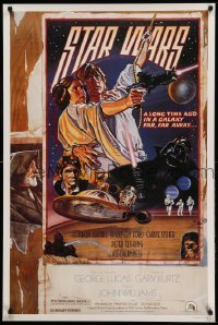 1r316 STAR WARS 27x40 German commercial poster '95 Lucas, artwork by Drew Struzan & Charles White!