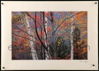 1r323 TOM ALGIRE 20x28 commercial poster '87 great artwork of a forest during fall!