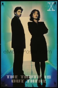 1r328 X-FILES 23x35 commercial poster '95 FBI agents David Duchovny & Gillian Anderson!