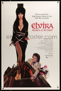 1r599 ELVIRA MISTRESS OF THE DARK 1sh '88 great image of sexy Cassandra Peterson tied to stake!