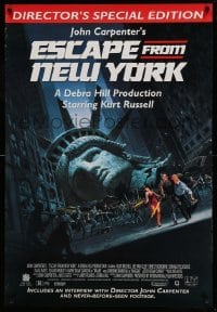 1r176 ESCAPE FROM NEW YORK 27x40 video poster '81 Carpenter, decapitated Lady Liberty by Jackson!