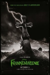 1r618 FRANKENWEENIE teaser DS 1sh '12 Tim Burton, horror image of wacky graveyard!