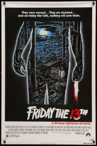 1r619 FRIDAY THE 13th 1sh '80 great Alex Ebel art, slasher classic, 24 hours of terror!