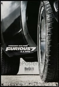 1r624 FURIOUS 7 teaser DS 1sh '15 Jason Statham, Dwayne Johnson, Vin Diesel, close up image of car!