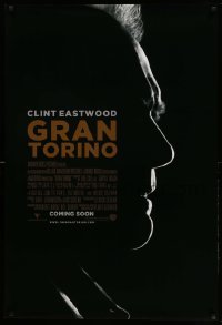 1r635 GRAN TORINO advance DS 1sh '08 cool shadowy silhouette profile of Clint Eastwood!