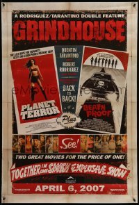 1r639 GRINDHOUSE advance DS 1sh '07 Rodriguez & Quentin Tarantino, Planet Terror & Death Proof!