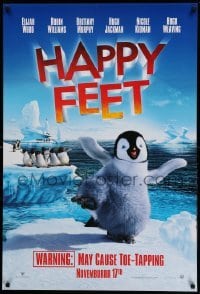 1r643 HAPPY FEET teaser DS 1sh '06 George Miller CGI animated penguin adventure cartoon!