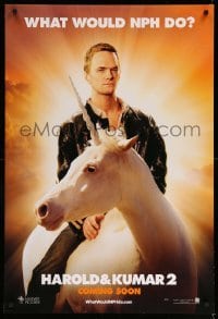 1r644 HAROLD & KUMAR ESCAPE FROM GUANTANAMO BAY teaser DS 1sh '08 Neil Patrick Harris on unicorn!