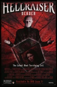 1r184 HELLRAISER: DEADER 26x40 video poster '05 image of Pinhead & chains, most terrifying evil!