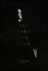 1r697 JASON BOURNE teaser DS 1sh '16 great image of Matt Damon in the title role with gun!