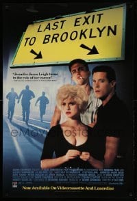 1r191 LAST EXIT TO BROOKLYN 27x40 video poster '89 sexy Jennifer Jason Leigh, Lang, Orbach, Lake!