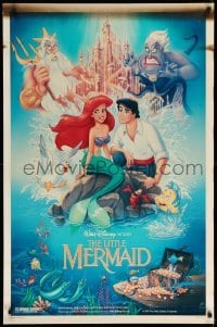 1r734 LITTLE MERMAID DS 1sh '89 great Bill Morrison art of Ariel & cast, Disney underwater cartoon