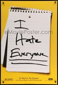 1r738 LITTLE MISS SUNSHINE teaser DS 1sh '06 Abigail Breslin, notepad with 'I Hate Everyone'!