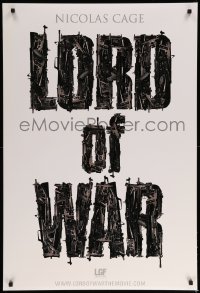 1r746 LORD OF WAR teaser DS 1sh '05 Nicolas Cage, cool gun title mosaic!