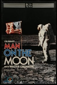 1r194 MAN ON THE MOON 26x38 video poster '89 Walter Cronkite, Dan Rather, Armstrong!