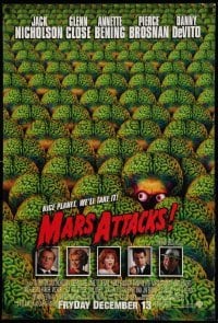 1r758 MARS ATTACKS! int'l advance DS 1sh '96 directed by Tim Burton, great image of many aliens!