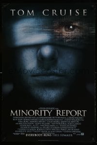 1r765 MINORITY REPORT style A advance DS 1sh '02 Steven Spielberg, close-up image of Tom Cruise!