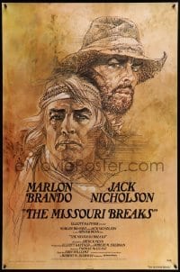 1r767 MISSOURI BREAKS advance 1sh '76 art of Marlon Brando & Jack Nicholson by Bob Peak!