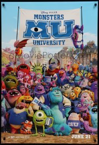 1r770 MONSTERS UNIVERSITY advance DS 1sh '13 wacky image of cast from Pixar fantasy CGI cartoon!