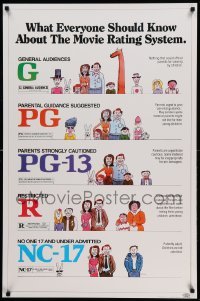 1r773 MOVIE RATING SYSTEM 1sh '90 helpful MPAA guide, cool artwork by Clarke!