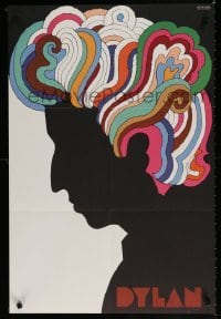 1r095 DYLAN 22x33 music poster '67 silhouette art of Bob by Milton Glaser!