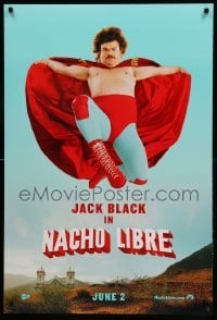 1r781 NACHO LIBRE teaser DS 1sh '06 unmasked Mexican luchador wrestler Jack Black facing front!